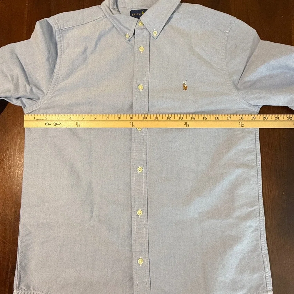 Ralph Lauren Boys Oxford Button Down Shirt Size XL Blue Cotton Preppy Classic